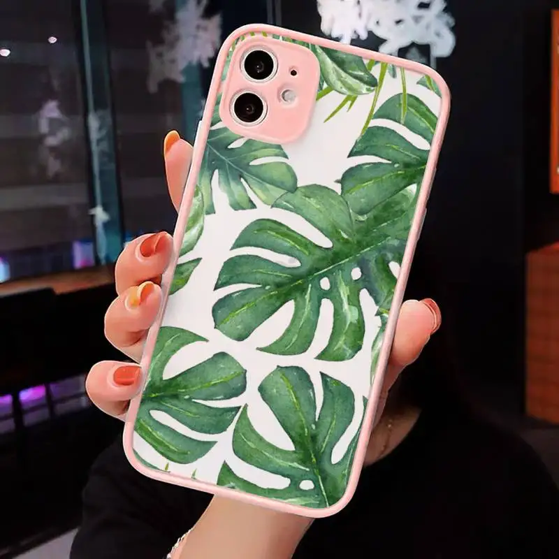 

Vintage Banana Leaves Phone Cases Matte Transparent For iPhone 12 Mini 11 Pro XR XS Max 7 8 Plus