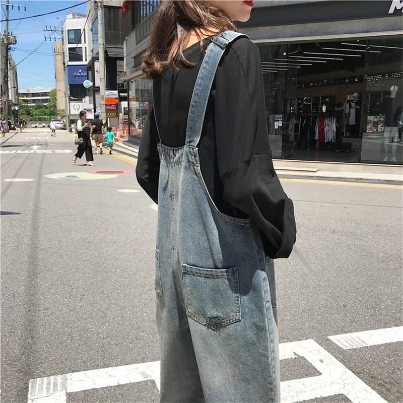 

Jumpsuits Women Pockets Loose Ankle-length All Match Womens Korean Style New Fashion High Waist Retro Comfortable Jumpsuit Chic