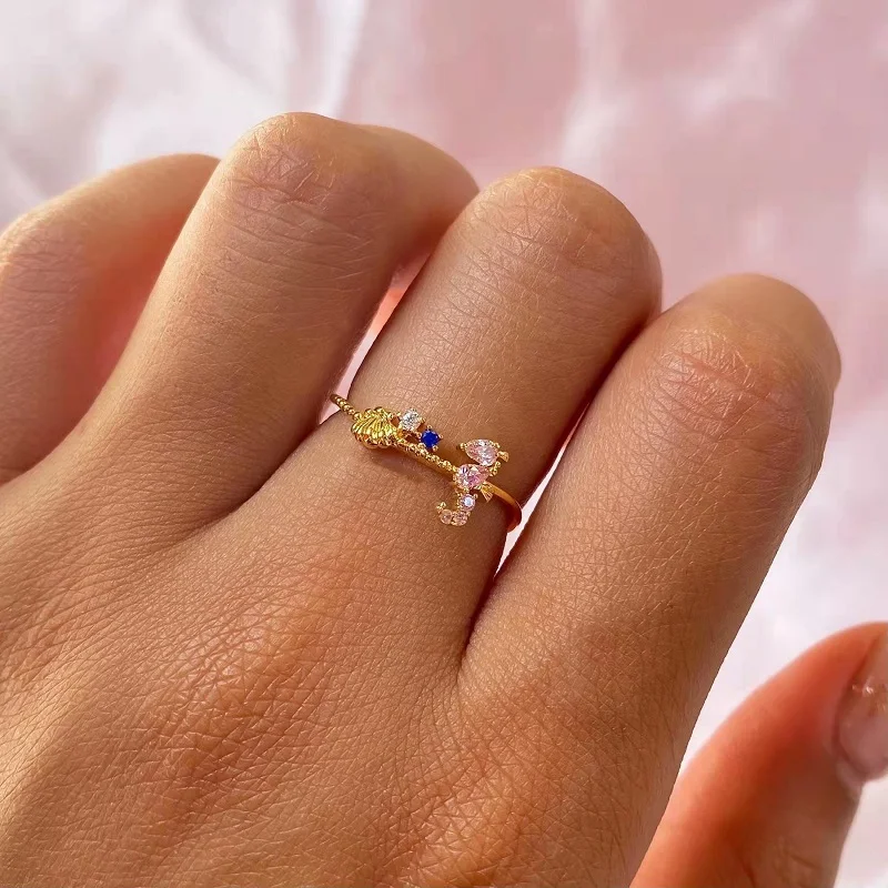 Новые модные милые циркониевые медные кольца с морским животным крабом