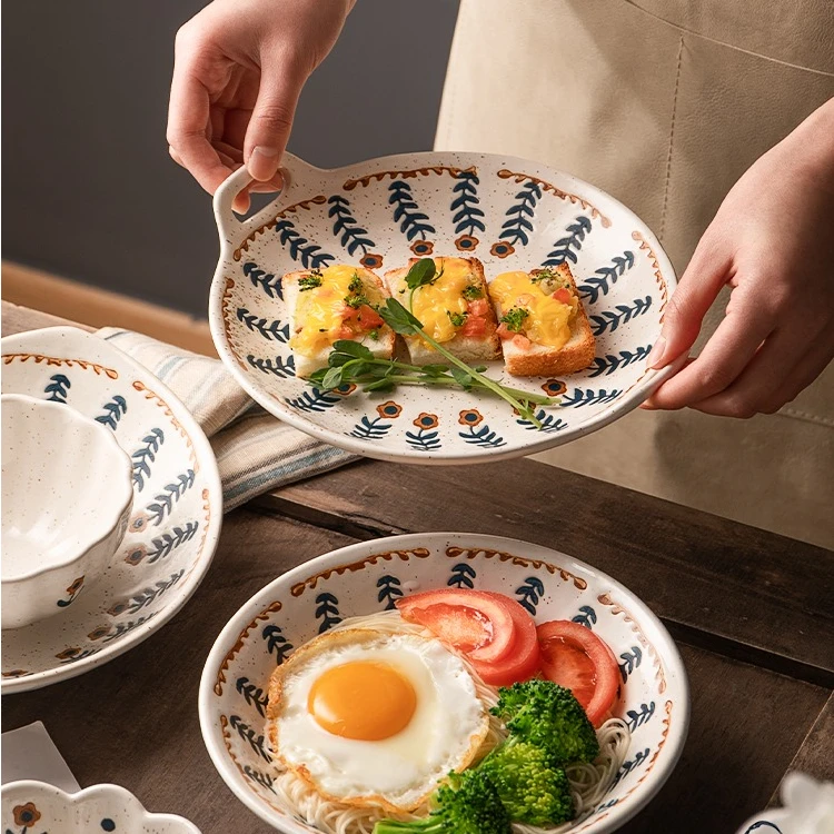 

Retro Creativity Dinner Plates Steak Pattern Japanese Ceramic Dinner Plates Dessert Exquisite Assiette Kitchen Supplies DK50DP