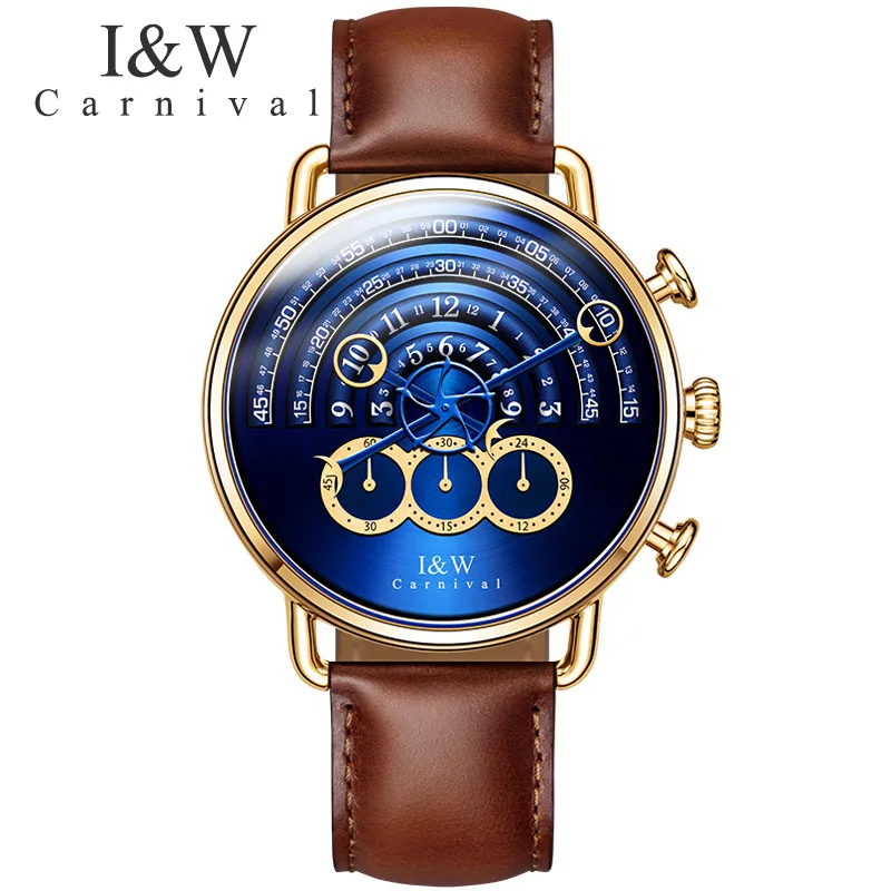 CARNIVAL Luxury Brand Fashion Watch for Men Waterproof Runway Design Chronograph Sport Quartz Wristwatch Clock 2023 Montre Homme