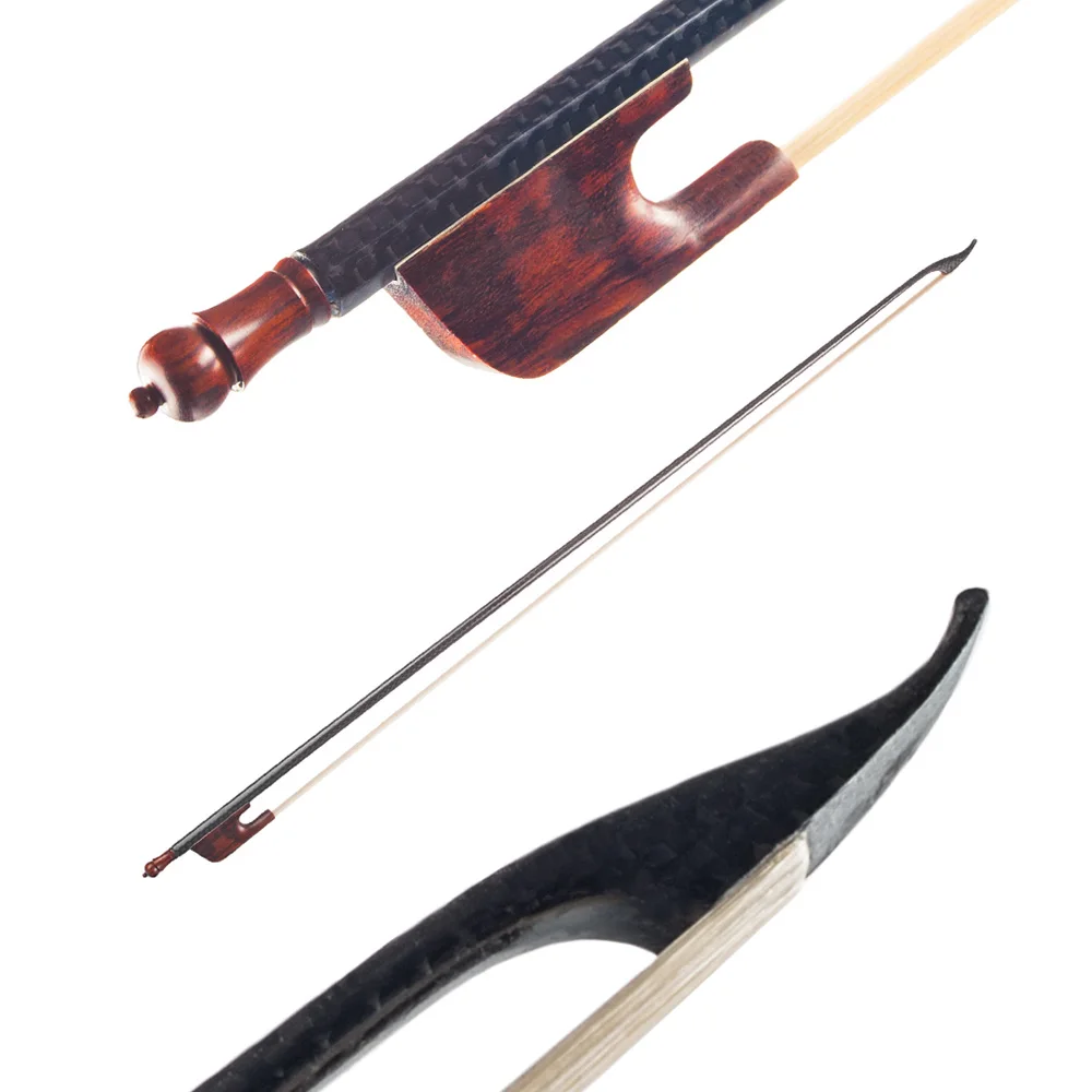

ammoon 4/4 Violin Fiddle Bow Baroque Style Carbon Fiber Veneer Round Stick Ebony White Horsehair Well Balanced
