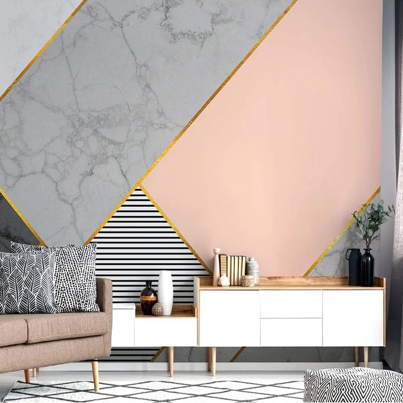 3D фотобумага на заказ современный розовый геометрический мраморный фон
