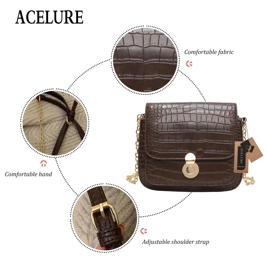 ACELURE Корейская версия небольшой площади женские сумки модные ретро сумка через