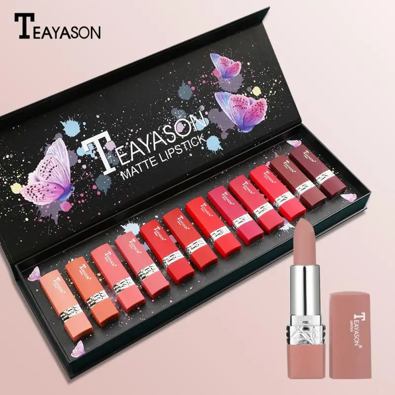 TEAYASON 1 шт. бархатная матовая небольшая Красная губная помада стойкая Сливовая