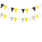 12 флагов, серый, желтый, белый, черный тканевый бандаж, свадьбаХэллоуин, Детская Праздничная Гирлянда для дня рождения, декоративные принадлежности