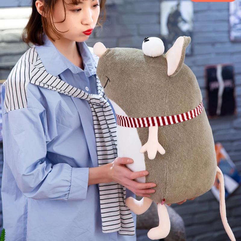 25-45 см Милая Толстая серая крысиная Подушка Мягкие плюшевые игрушки для девочек и