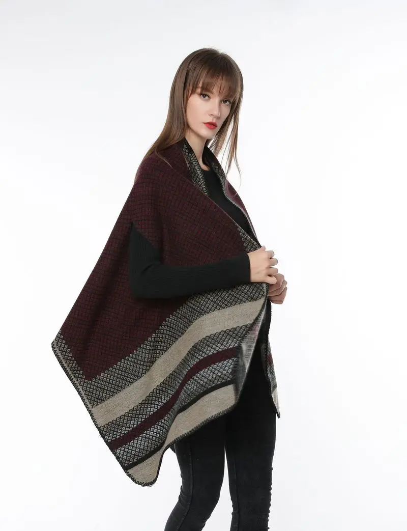 

Women Poncho Cape Elegant Stylish Shawl Wrap Sweater Reversible Blanket Scarf