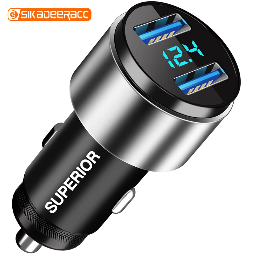 Светодиодный светильник Дисплей автомобиля Зарядное устройство сплав Mini Dual USB