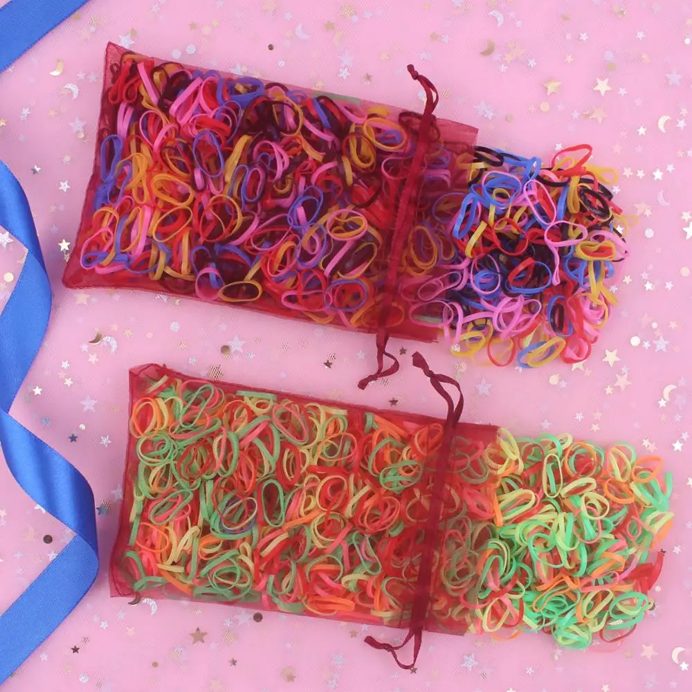2019 New TPU material girls elastic hair bands ponytail neon pink rubber accessories for kids 600pcs/lot | Детская одежда и обувь