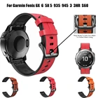 Кожаный ремешок для часов Garmin Fenix 6 6X Pro 5 5X Plus, быстросъемный силиконовый браслет 3HR Forerunner 935 945, ремешок для часов Correa