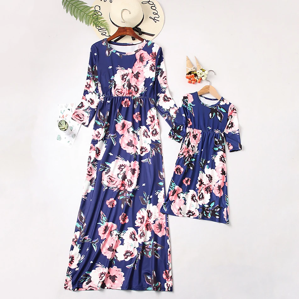 Mom and Daughter Matching Clothes Summer European American Style Mother Floral Dress Family | Мать и ребенок