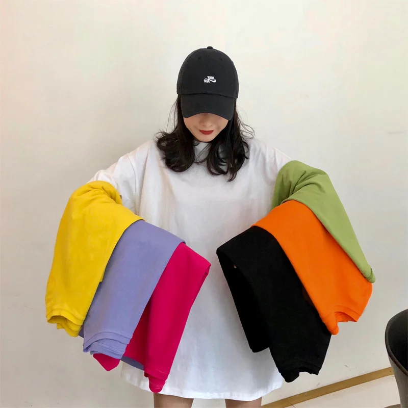 

Футболка с коротким рукавом в гонконгском стиле для женщин Ранняя весна корейский студент в западном стиле свободная и ленивая средней дли...