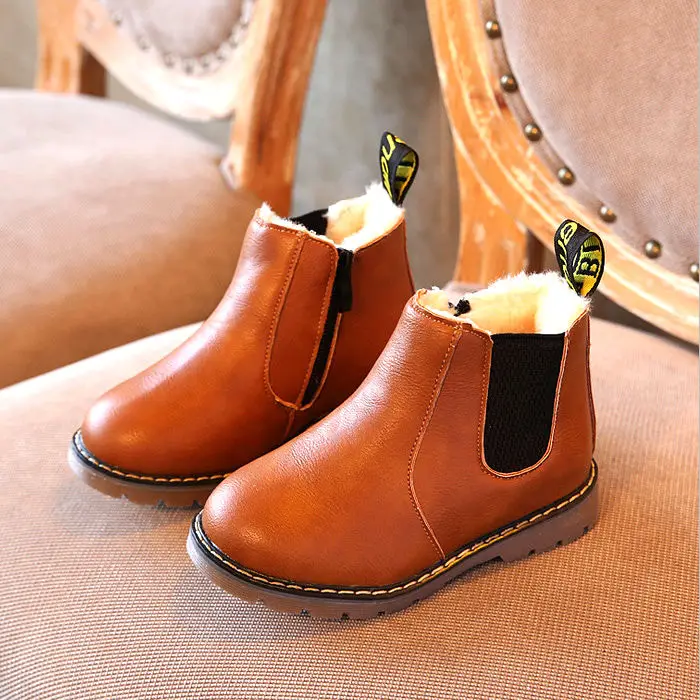 2019 детские ботинки зимняя водонепроницаемая обувь для мальчиков кожаные Теплые