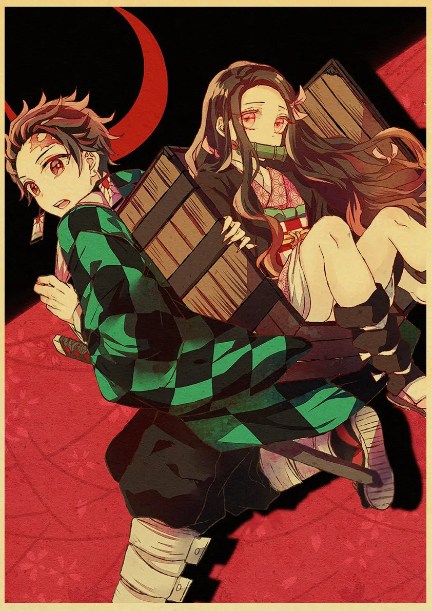 Винтажные постеры демон убийца Kimetsu no Yaiba аниме плакат настенный Арт Ретро плакат живопись украшение для гостиной домашний декор