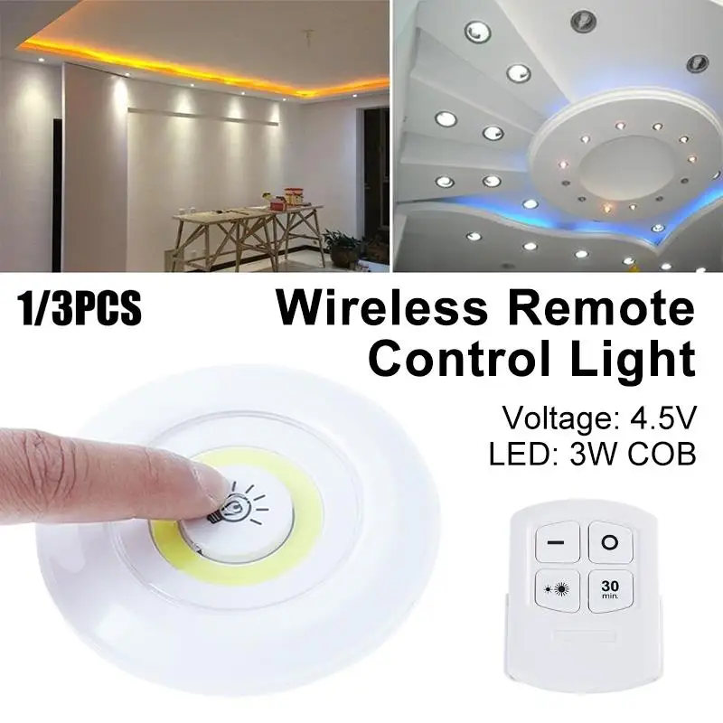 

LED Light Remote Control Family 15 Feet 150 Lumens Corridor Light Durable ABS/PC Bathroom Office Remote Control Light Wardrobe