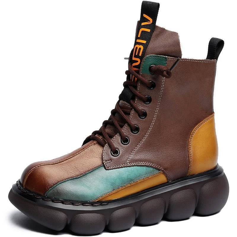 

2021 Women's Boots Thick-soled Round Toe Lace-up Ankle Boots Retro Women's Boots Outdoor Non-slip Warm Snow Boots Casual Shoes