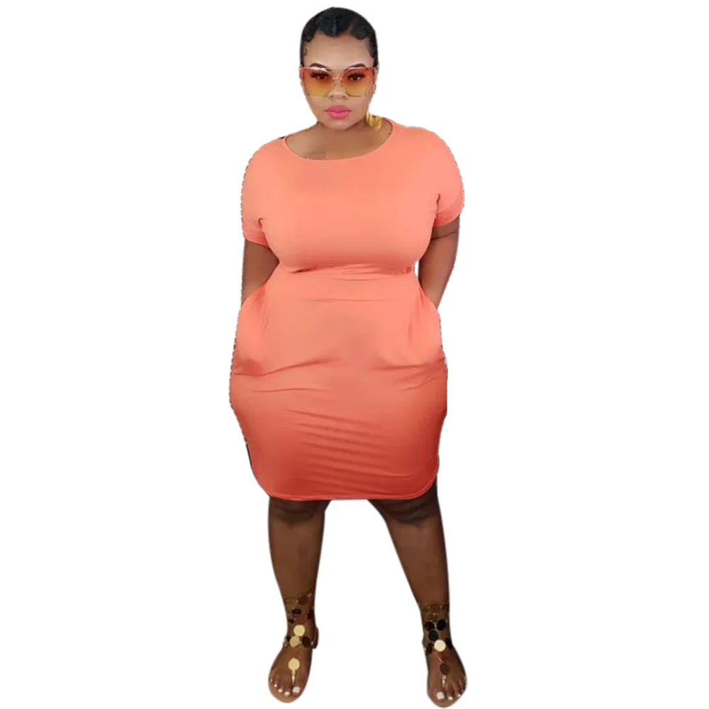 

High Waisted Office Lady Bandage Dress for Women Crew Neck Short Sleeve Clubwear Party Dress Summer Plus Size Knee Length Dress