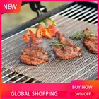 Сменный коврик для барбекю из колючей проволоки с антипригарным покрытием Коврик для гриля для дыма на свежем воздухе шеф-повар выпечка многоразовые и простые в уходе экологически чистые аксессуары для барбекю