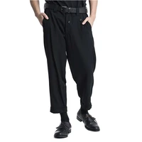 spring and autumn mens double layer irregular design curled skirt nine cone pants pure color single pant legs pleated