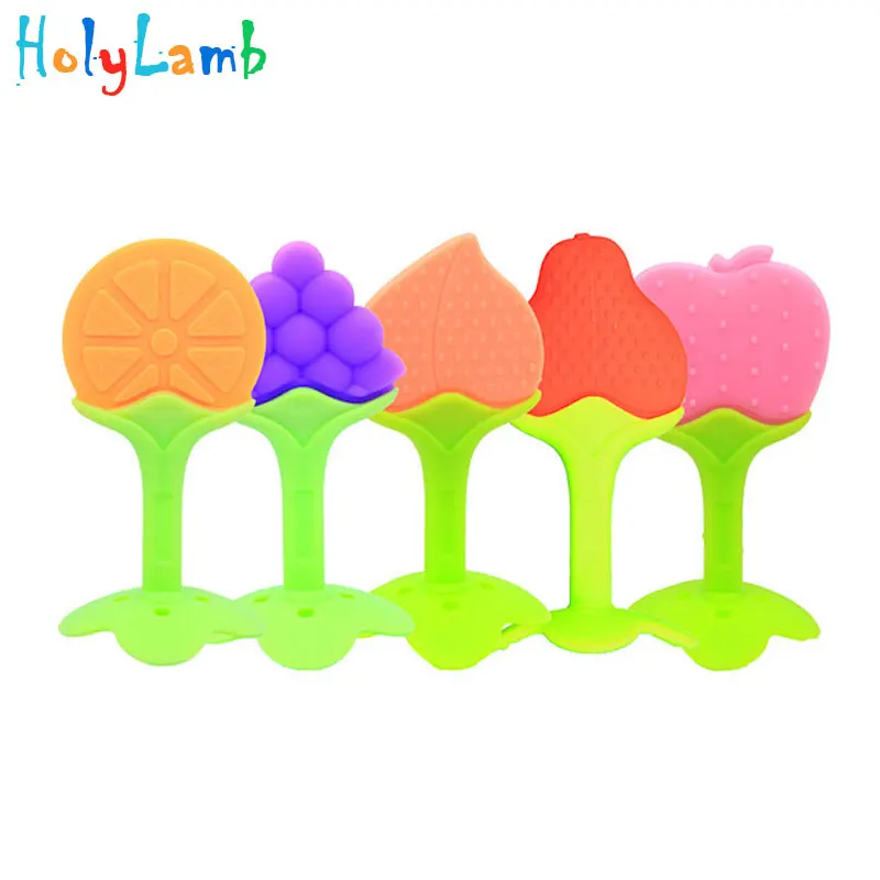 

Silicone Fruit Design Baby Teether Pacifier Teething Chewable Nursing Child Give Up Sucking Fingers Teething Stick Teething Toys