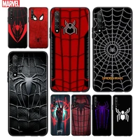 marvel spiderman logo for huawei honor 10 20 30 10i 20i 30i 10x v20 v30 20s 30s 30i x10 pro plus lite black soft phone case