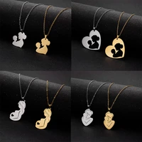 fashion gold color stainless steel mom kids pendant necklace for women mothers day jewelry gift daughter son choker neck chain