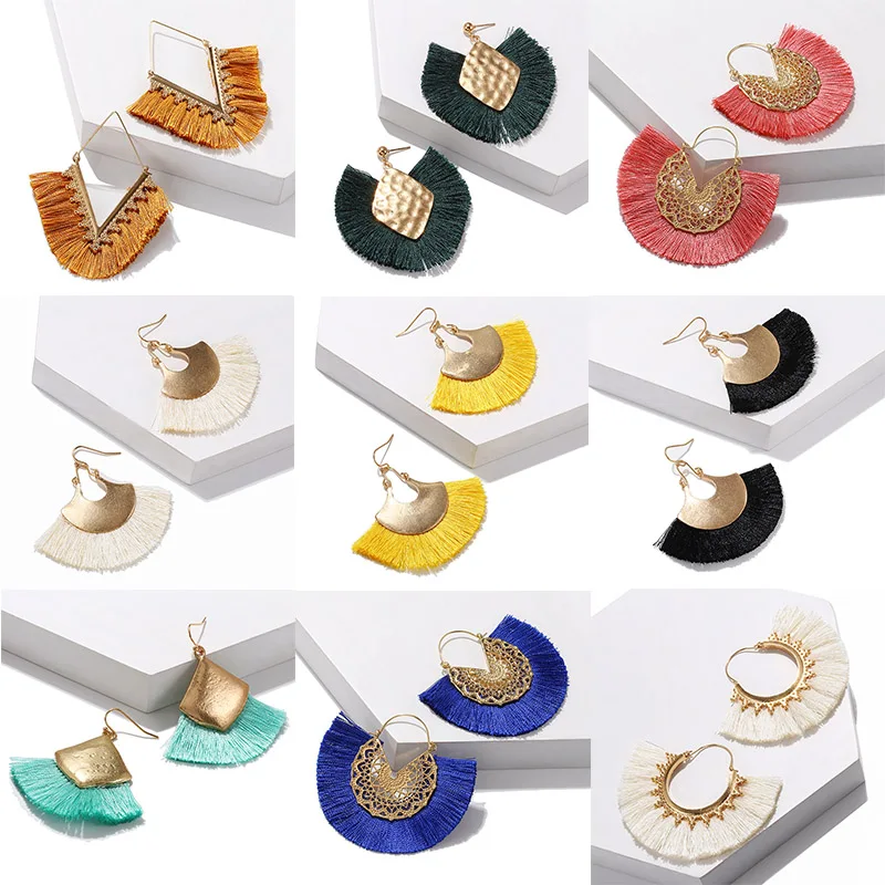 Серьги с бахромой Бохо 2020 популярные длинные серьги индийские золотого цвета Jhumka