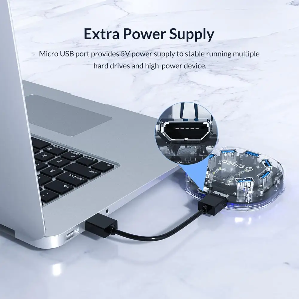 Прозрачный Концентратор ORICO с 4 7 портами USB 3 0 многоканальный разветвитель