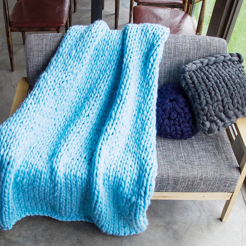 Microfine Blanket New Thick Line Woven Iceland Wool Knitted Cover Spring and Autumn Sofa Bedroom Pure Color | Дом и сад