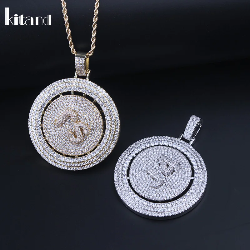 Персональный изготовленный на заказ ледяной прядильный кулон с цепочкой tenins