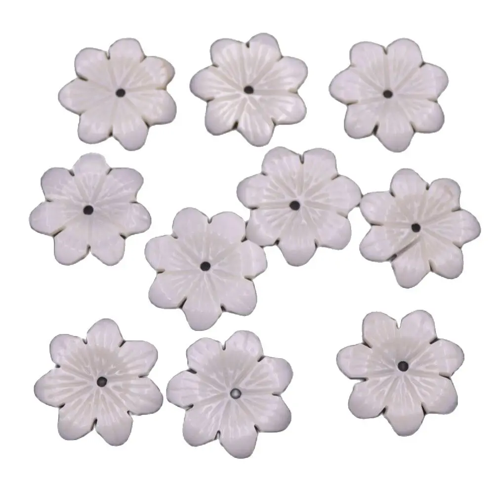 

Lots 10 PCS 18mm White Shell Six petal Flower Mother of Pearl Loose Beads