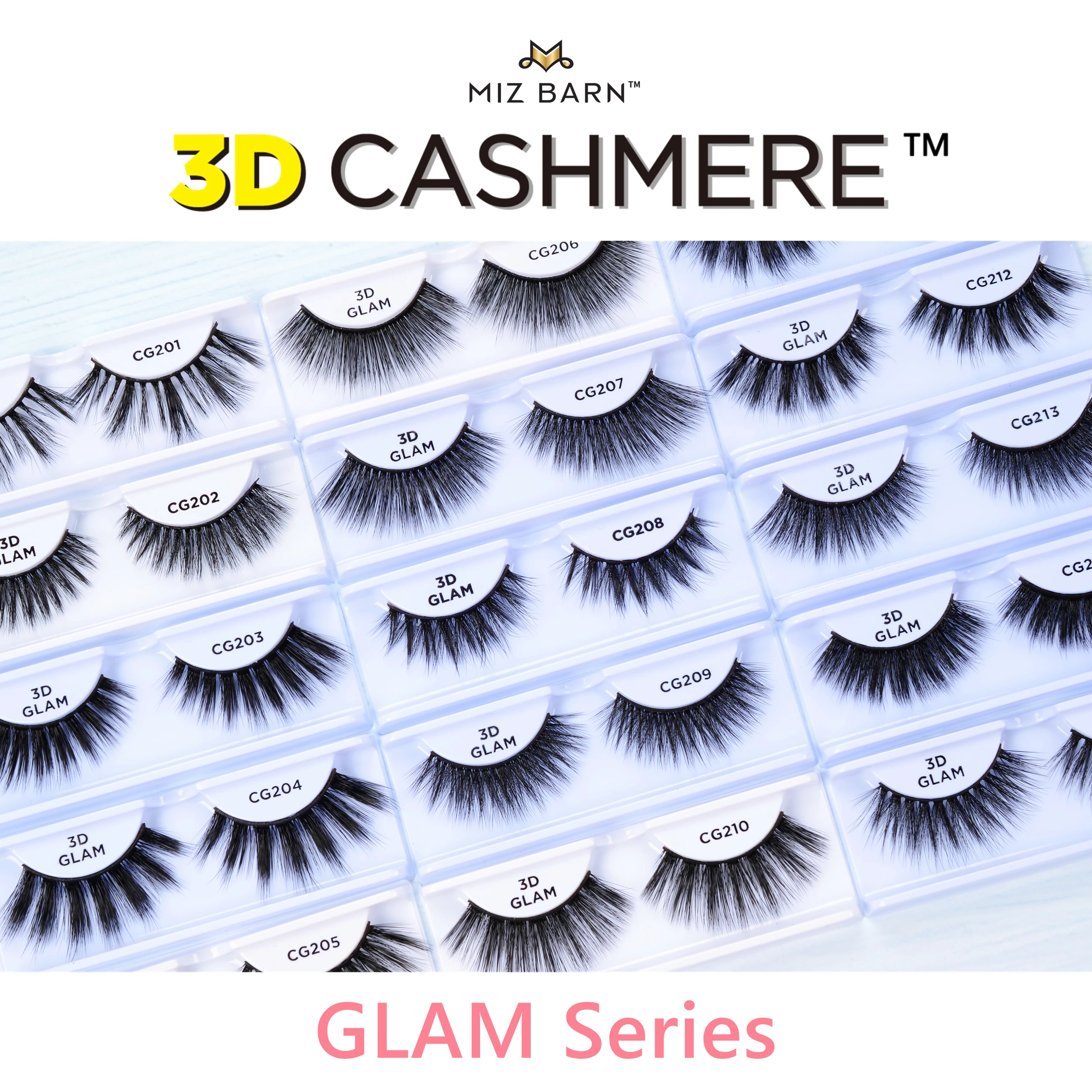 

MIZ BARN 3D CASHMERE-GLAM Eyes Lashes Makeup Soft Eyelashes Natural False Eyelash Fluffy Long Faux Mink Lash Reusable Luxury Cil