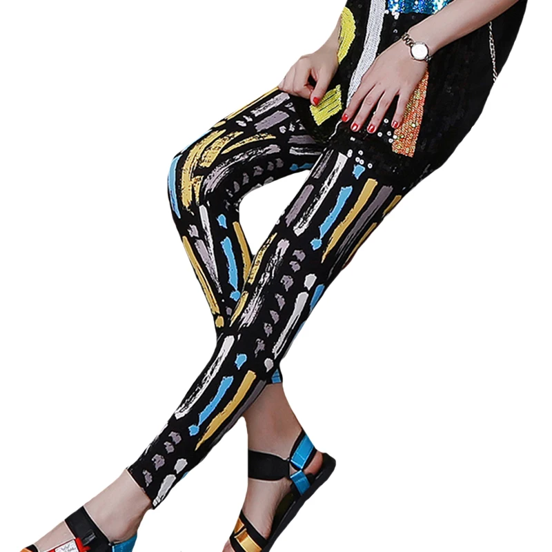 

CHSDCSI Plus Size Pants Leggins Women Colorful Cartoon Print Fitness Leggings Polyester Ankle-Length Sport Legging Mujer Elastic