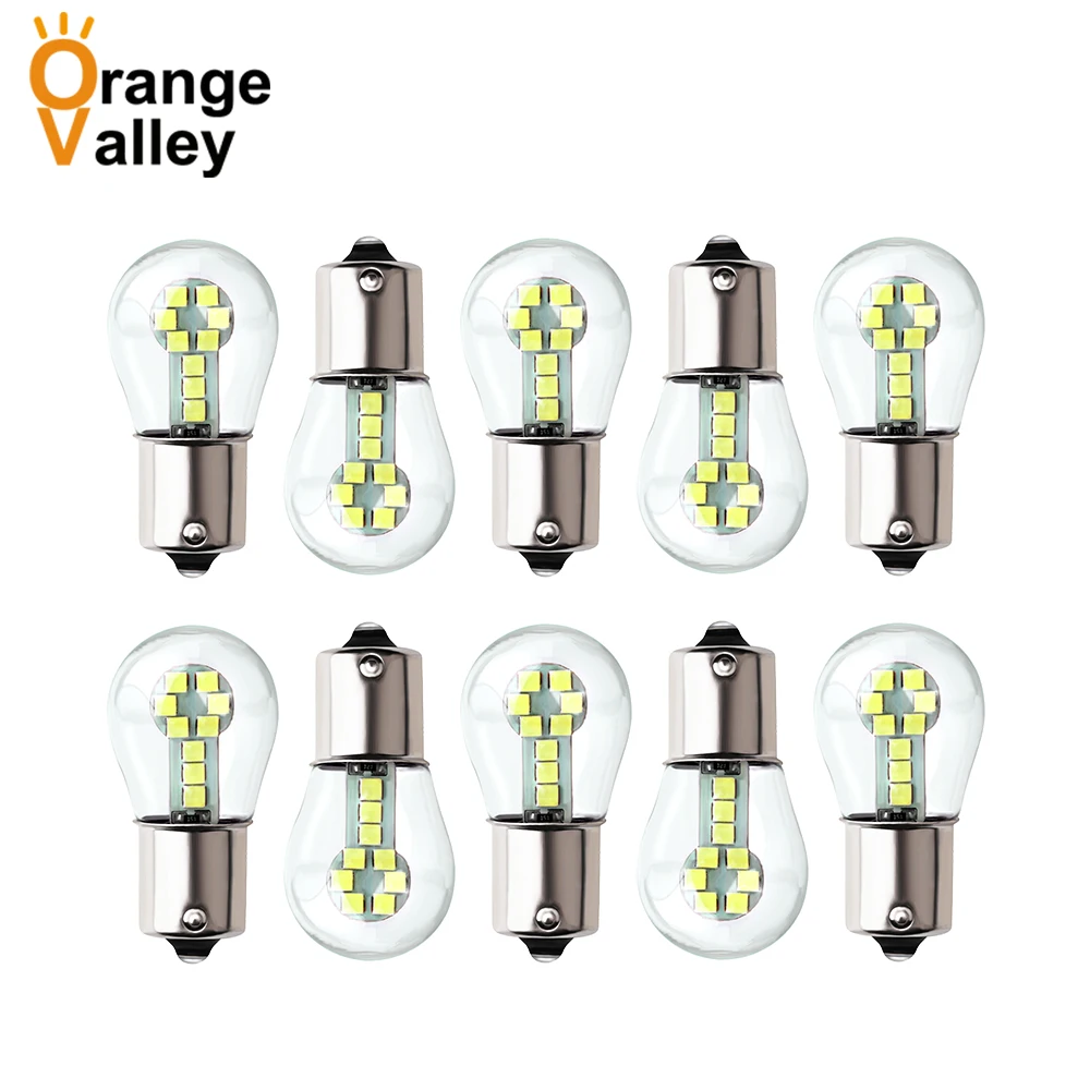 

10Pcs P21W 1156 BA15S LED Bulbs Car Lights 1157 BAY15D Turn Signal Reverse Brake Light R5W 3030 LEDs Automobiles Lamp DRL