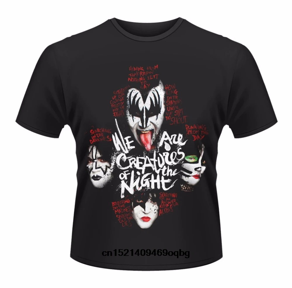 Футболка Топы с вырезом лодочкой для мужчин Kiss Creatures Gene Paul Rock футболка коротким