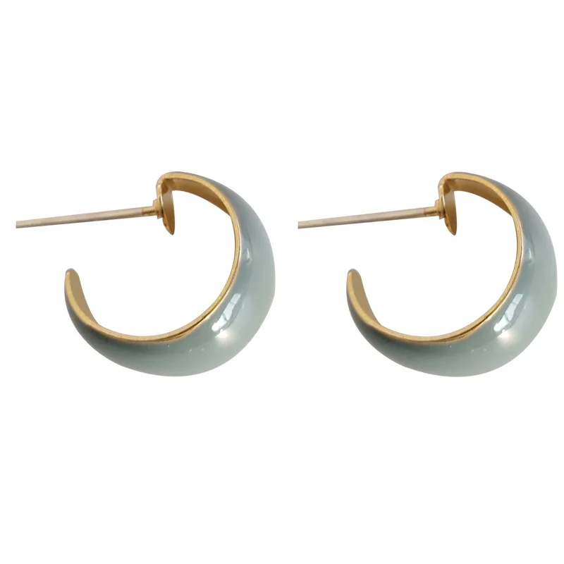 

CH-773 S925 silver personalized Hong Kong style colorful earrings elegant dripping craft temperament earrings women