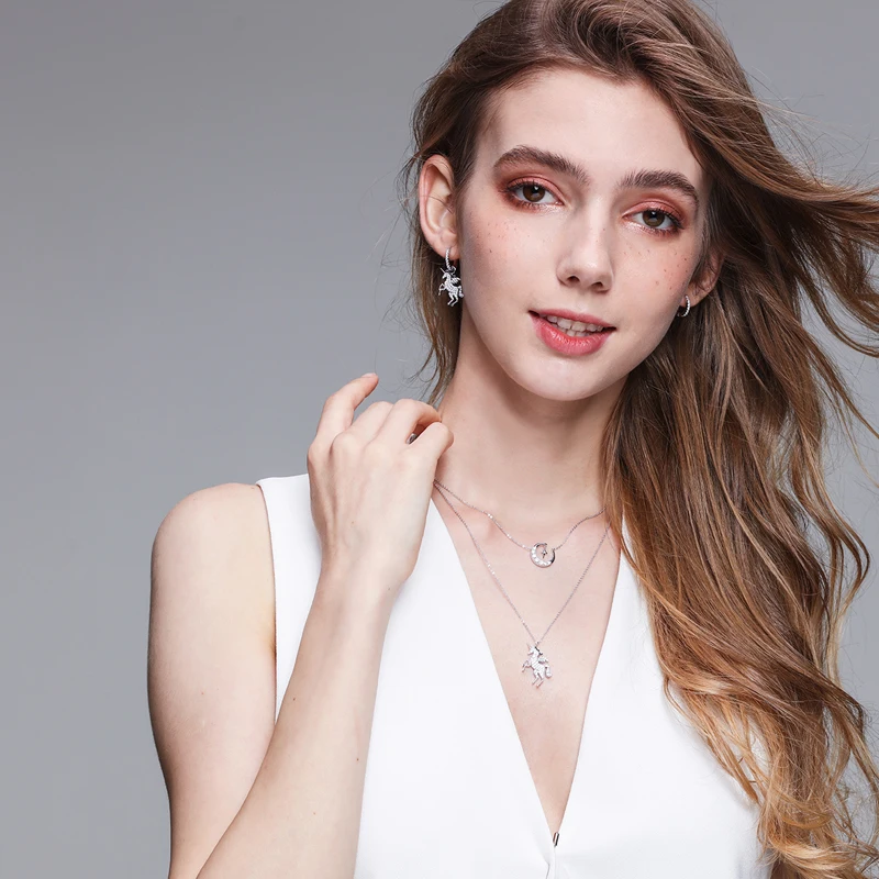 Ожерелье с подвеской в виде единорога Луны и звезды для женщин девушек подарок на