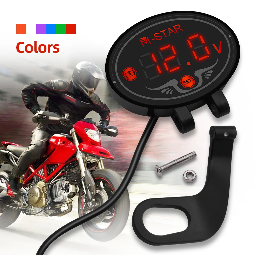 

Digital Voltmeter DC 9V to 24V Digital Voltmeter Voltage Panel Meter Red/Blue/Green/White/Purple LED For Motorcycle Accessories