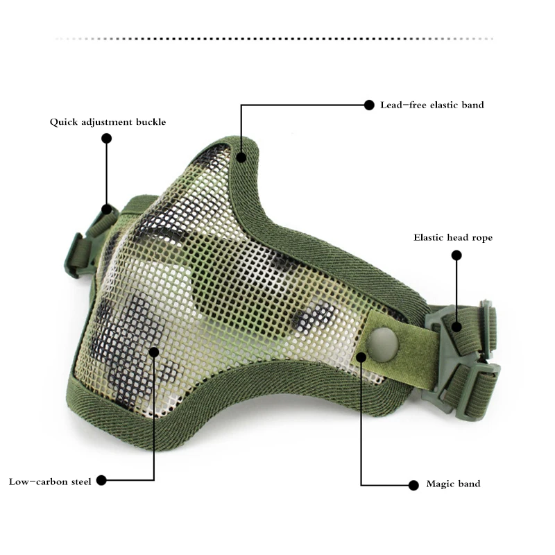 

Hot Half Face Metal Steel Net Mesh Hunting Tactical Protective ask for Military Hunting