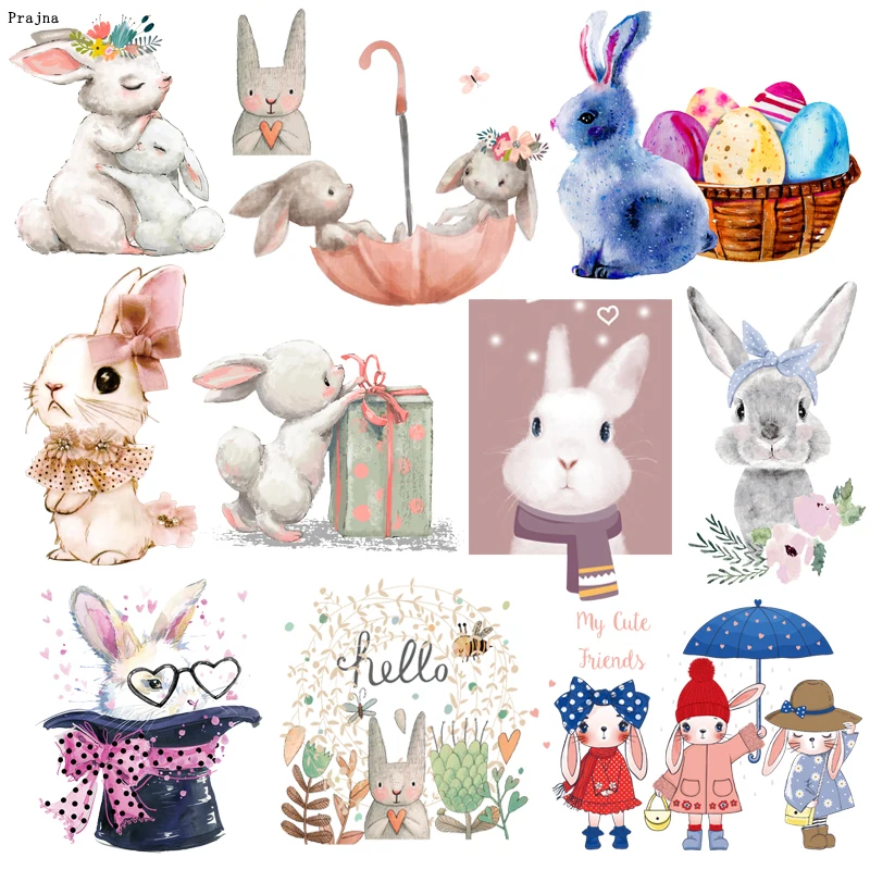 Prajna нашивки с изображением кролика термоклейкие переводки героев мультфильмов