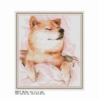 stamped cross stitch kit shiba inu in a nap patterns 11ct 14ct counted thread canvas embroidery needlework home decoration print