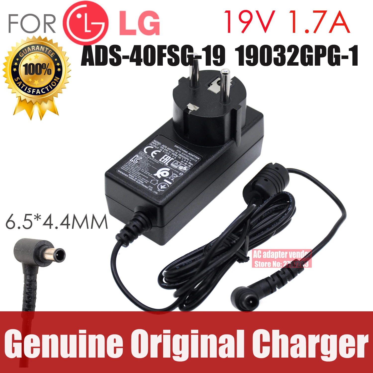 

new Original FOR LG 19V-1.7A ADS-40FSG-19 19032GPG-1 AC adapter Power supply Charger cord