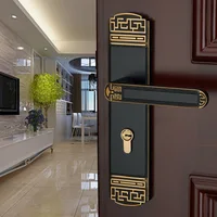 1 Set Chinese Style Black Room Door Lock Zinc Alloy Indoor Bedroom Handle Lock Security Anti-theft Locks Hardware Accessories