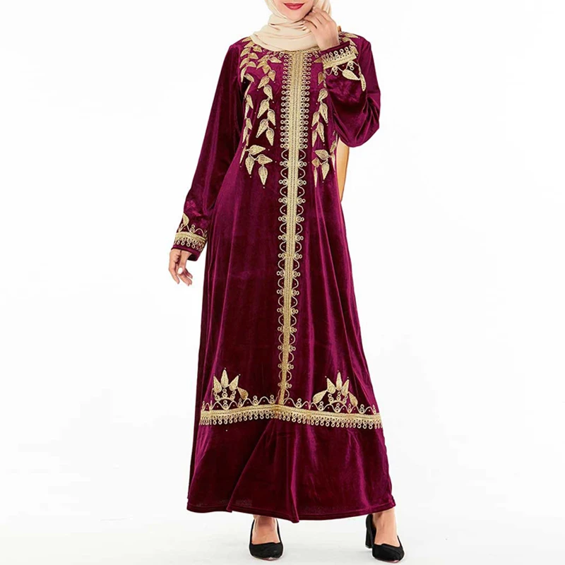 red dress Зимнее бархатное платье abaya Турецкий Арабский мусульманский хиджаб Caftan Дубай Кафтан Марокко одеяние мусульмане Longue Tesettur платья - Цвет: red dress