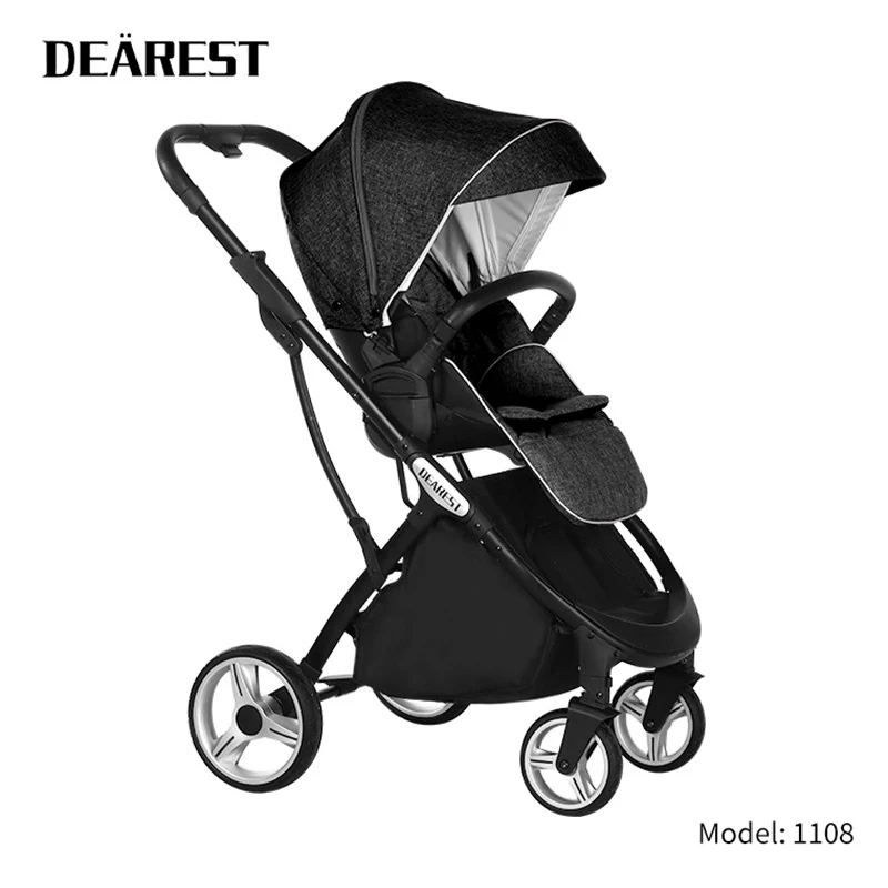 

DEAREST Stroller Lightweight Foldable Sitting and Reclining Stroller Four-wheel Shock Absorber Two-way High Landscape Stroller