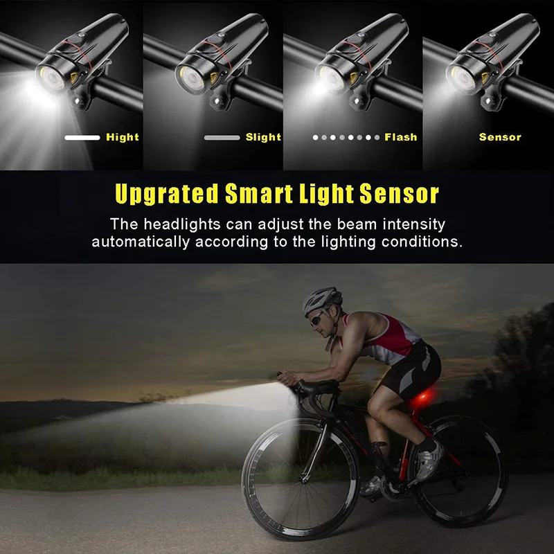 

Upgraded Bicycle 350 Lumens Front Headlight Back Taillight Rear Light USB Rechargeable IP 5 Waterproof Fast Charging YS-