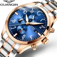 guanqin men automatic watch waterproof business mechanical wristwatch fashion male clock watches week date blue men watches