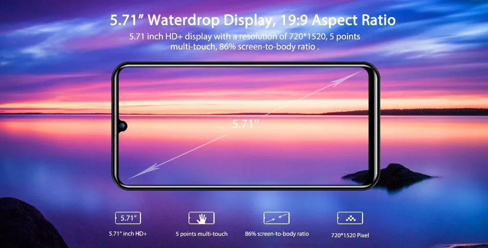 OUKITEL C16 PRO 5,71 ''HD+ экран капли 4G смартфон MT6761P четырехъядерный 3 ГБ 32 ГБ Android 9,0 пирог лицо ID мобильный телефон 2600 мАч