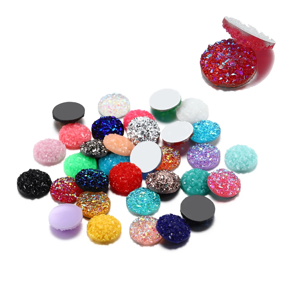 

30Pcs/Lot 12mm Resin Cabochons Crystal Semicircle Glass Cabochons For DIY Pendants Earrings Jewelry Making Supplies Accessories